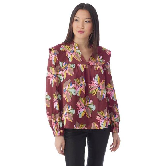 Crosby by Mollie Burch Gaines Top in Gallery Floral Red Medium M NEW NWT - Picture 3 of 5